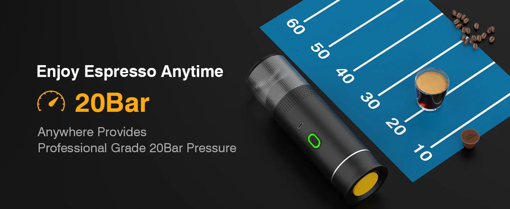 Portable espresso machine, coffee maker for on the go, 3-in-1 rechargeable coffee maker for the car, compatible with ground coff