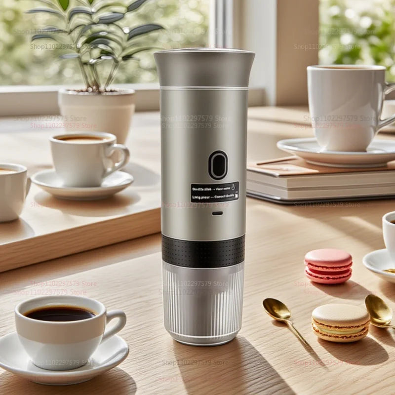 3-in-1 Electric Wireless Heating Coffee Machine Fit for Coffee Capsule/Powder Travel Coffee Maker for Car & Home Camping Travel