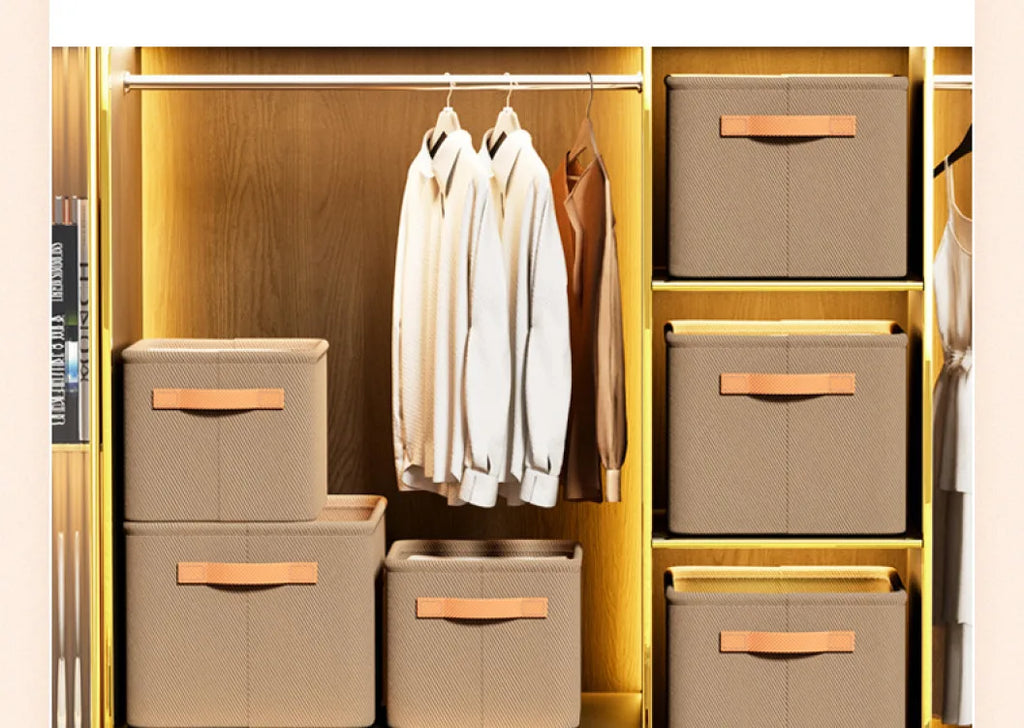 Home Clothing Storage Bin, Thickened Fabric Foldable Organizer with Steel Frame, Clothes/Pants Storage Box, for Closet/Bedroom