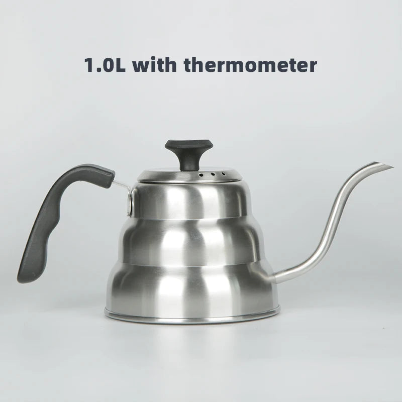 1.0L 1.2L Stainless Steel Gooseneck Pour Over Coffee kettle with Thermometer