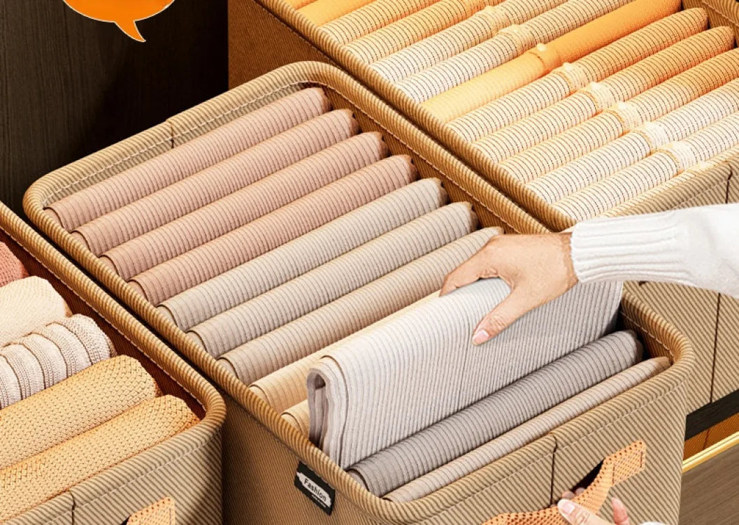 Home Clothing Storage Bin, Thickened Fabric Foldable Organizer with Steel Frame, Clothes/Pants Storage Box, for Closet/Bedroom