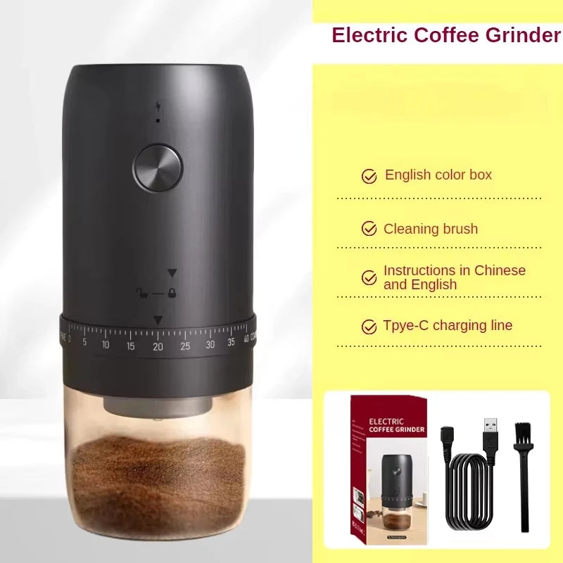 Portable 1800mAh Electric Coffee Bean Grinder 40 Gears External Adjustable Home Rechargeable Grinders Household Coffee Machine