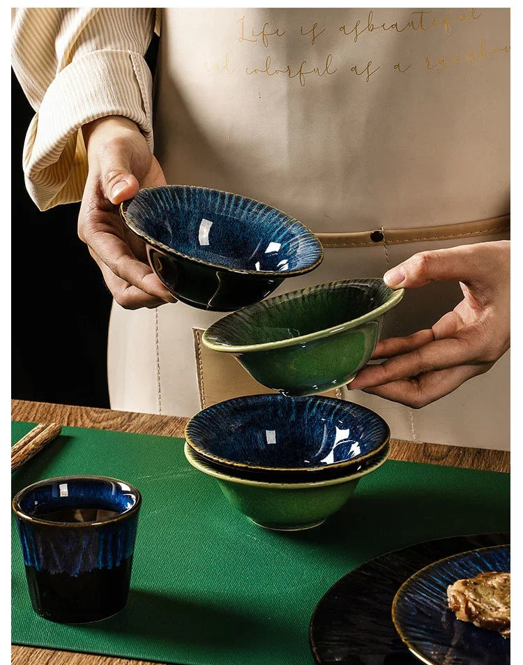Kiln Change Ceramic Dinner Plate Rice Bowl Dish Tableware Household Dinnerware