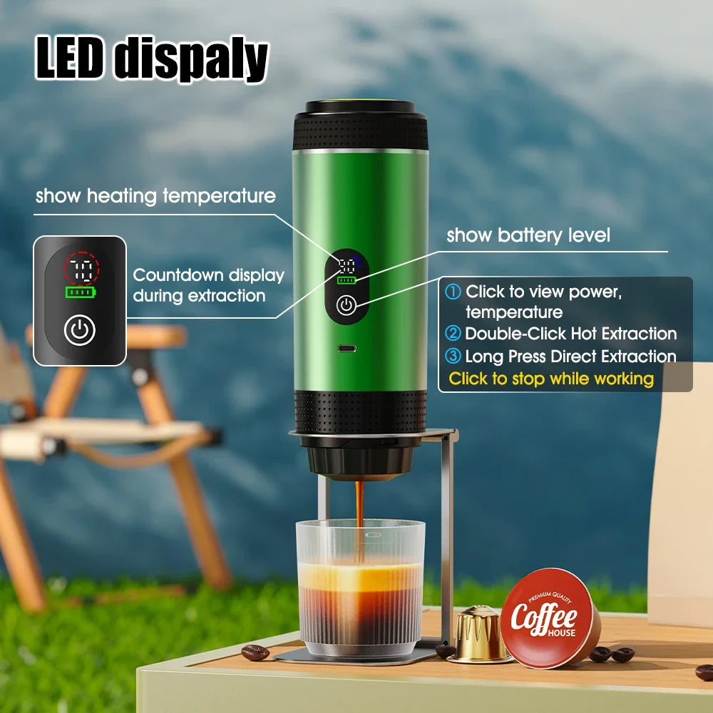 Foombthe 3-in-1 Capsule Coffee Maker With Digital Display Portable Espresso Coffee Machine for Car & Home Camping Coffee Maker