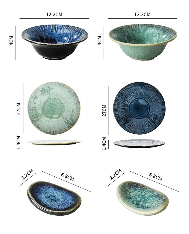 Kiln Change Ceramic Dinner Plate Rice Bowl Dish Tableware Household Dinnerware