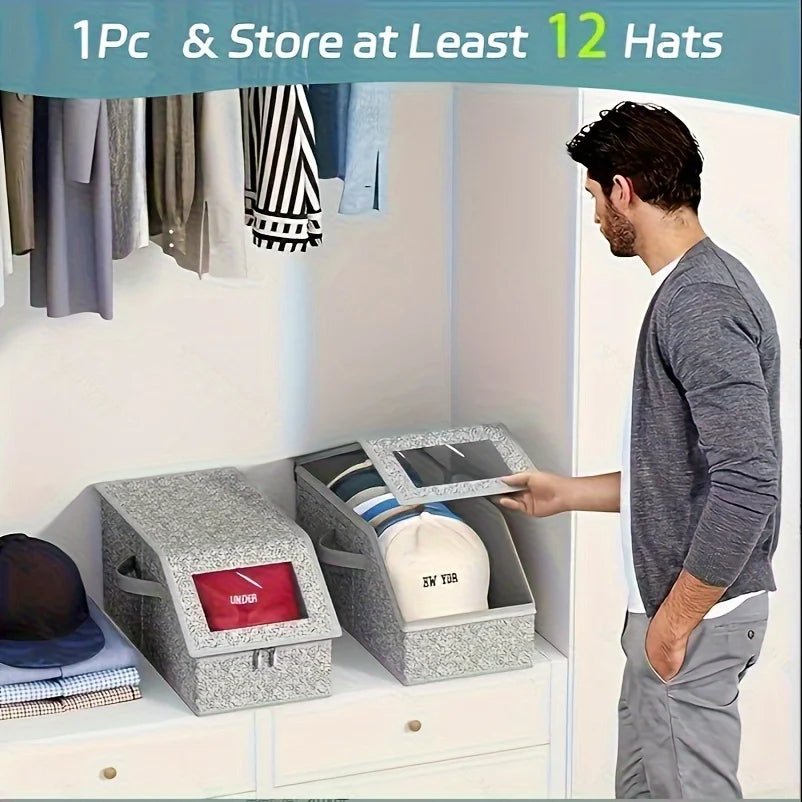 1PC multifunctional dust-proof zipper fabric storage box, large capacity wardrobe organizer, stackable for hats, clothes, dolls