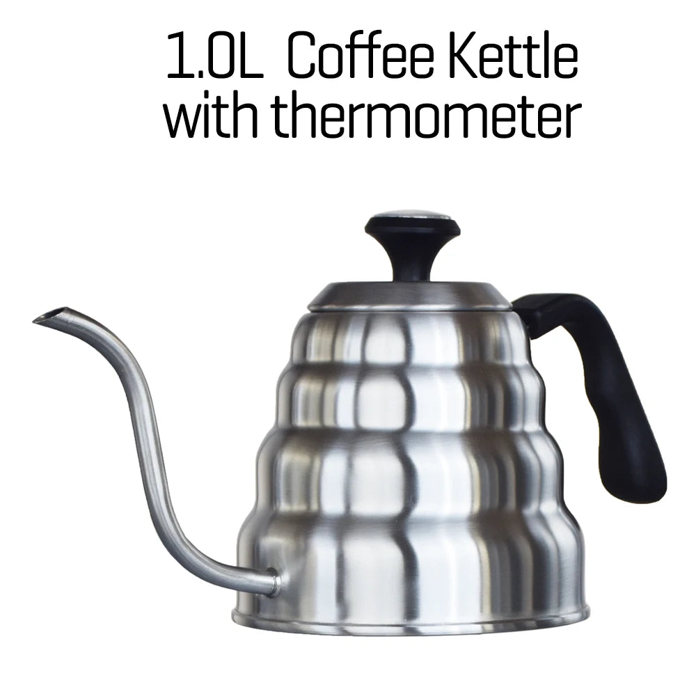 1.0L 1.2L Stainless Steel Gooseneck Pour Over Coffee kettle with Thermometer