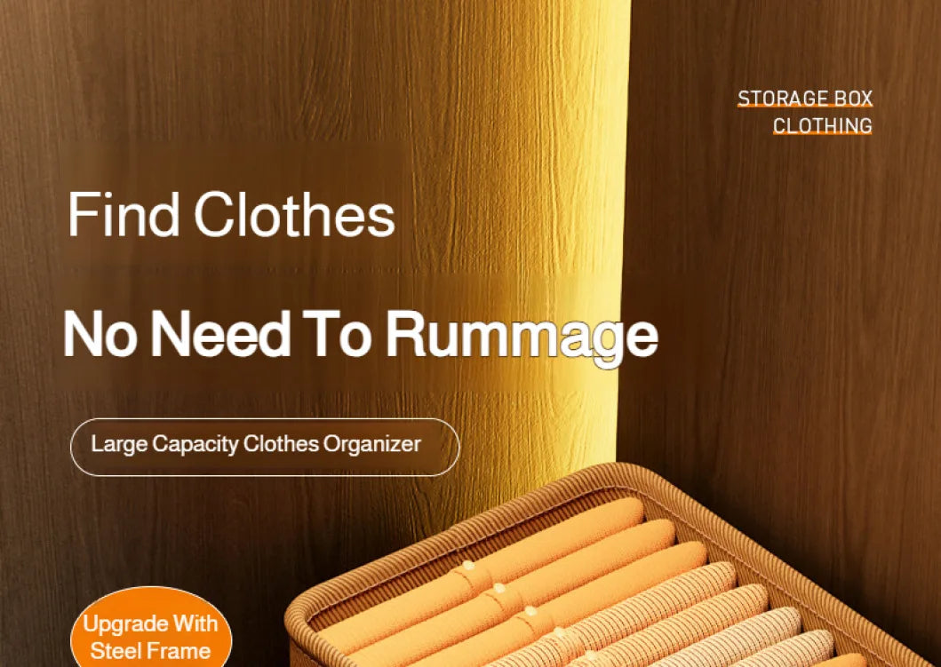 Home Clothing Storage Bin, Thickened Fabric Foldable Organizer with Steel Frame, Clothes/Pants Storage Box, for Closet/Bedroom