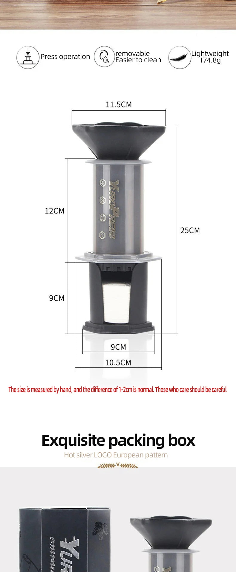 YRP Coffee Maker Portable Espresso Coffee Machine French press for Car & Home Camping Travel  Coffee Pot Air Press Ae&ropress