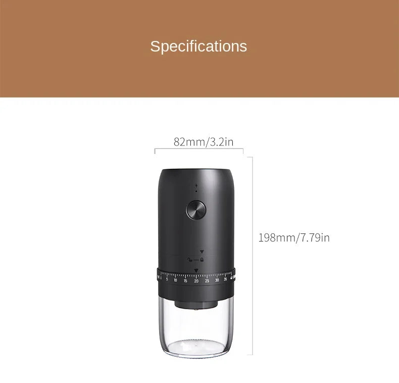 Portable 1800mAh Electric Coffee Bean Grinder 40 Gears External Adjustable Home Rechargeable Grinders Household Coffee Machine