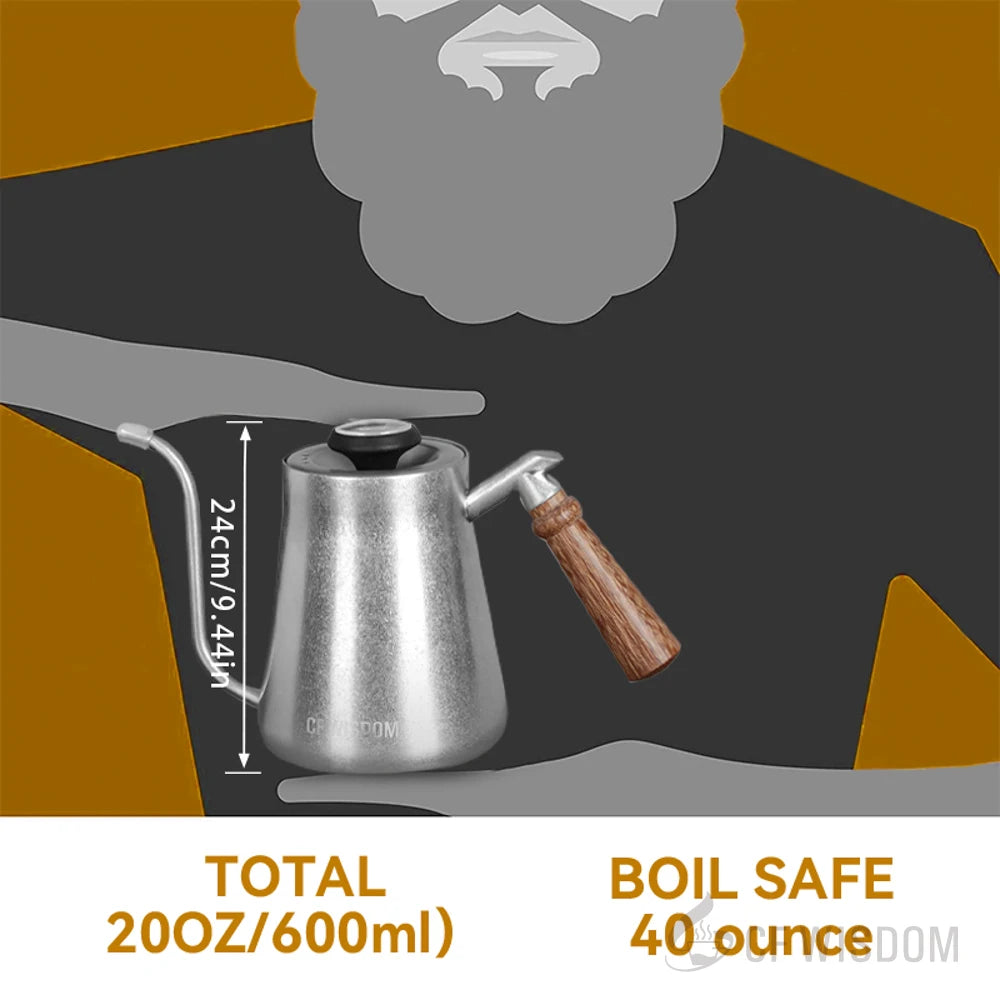 CF WISDOM Vintage 600ml Stainless Steel Pour Over Coffee Kettle - Retro Design, Gooseneck Spout, Ideal for Hand Drip Coffee & Te