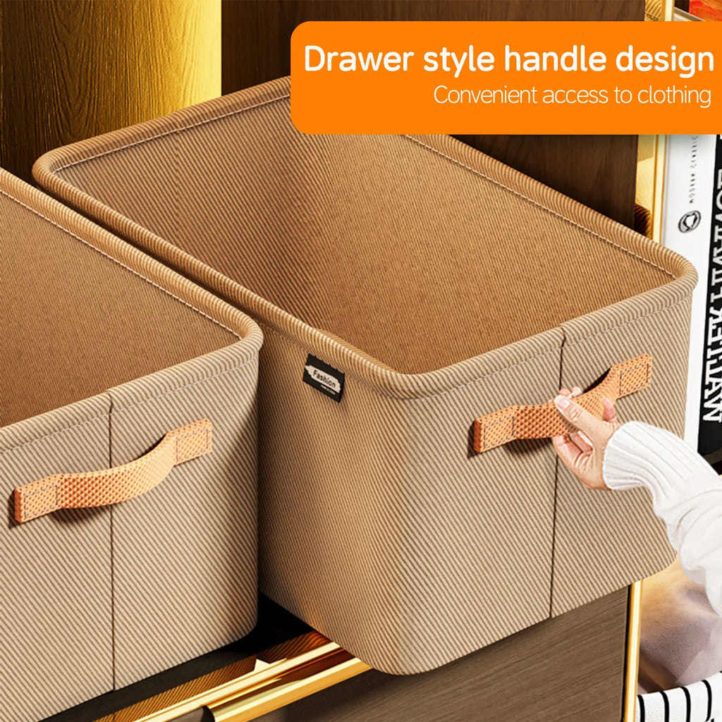Closet Storage Box for Sweaters, Heavy Duty Fabric Organizer for Thick Clothes Pants Jeans, Foldable Drawer Divider with Handles