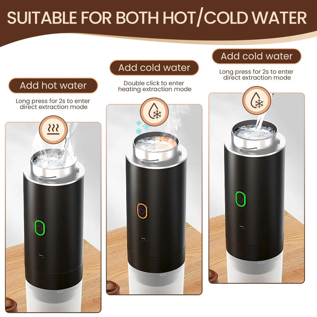 Portable espresso machine, coffee maker for on the go, 3-in-1 rechargeable coffee maker for the car, compatible with ground coff