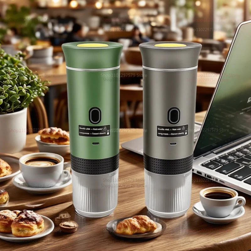 3-in-1 Electric Wireless Heating Coffee Machine Fit for Coffee Capsule/Powder Travel Coffee Maker for Car & Home Camping Travel