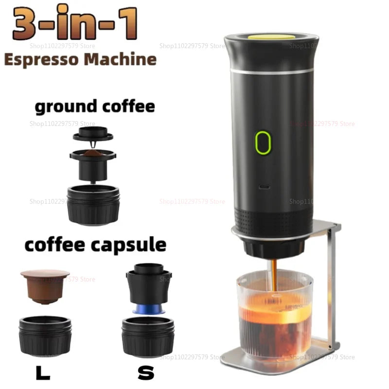 Portable Espresso Coffee Maker 3-in-1 Capsule Coffee Maker USB Rechargeable for Car & Home Camping Electric Coffee Machine