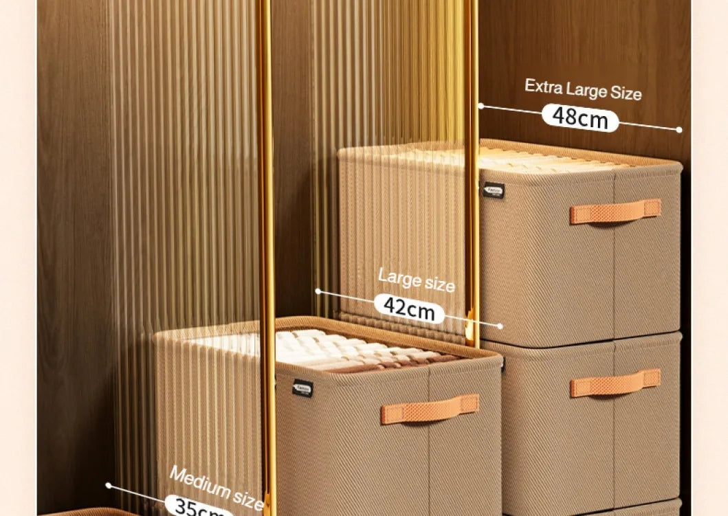 Home Clothing Storage Bin, Thickened Fabric Foldable Organizer with Steel Frame, Clothes/Pants Storage Box, for Closet/Bedroom