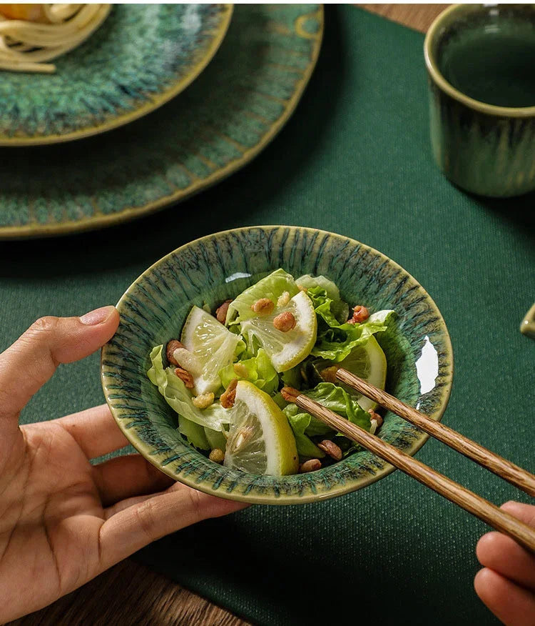 Kiln Change Ceramic Dinner Plate Rice Bowl Dish Tableware Household Dinnerware