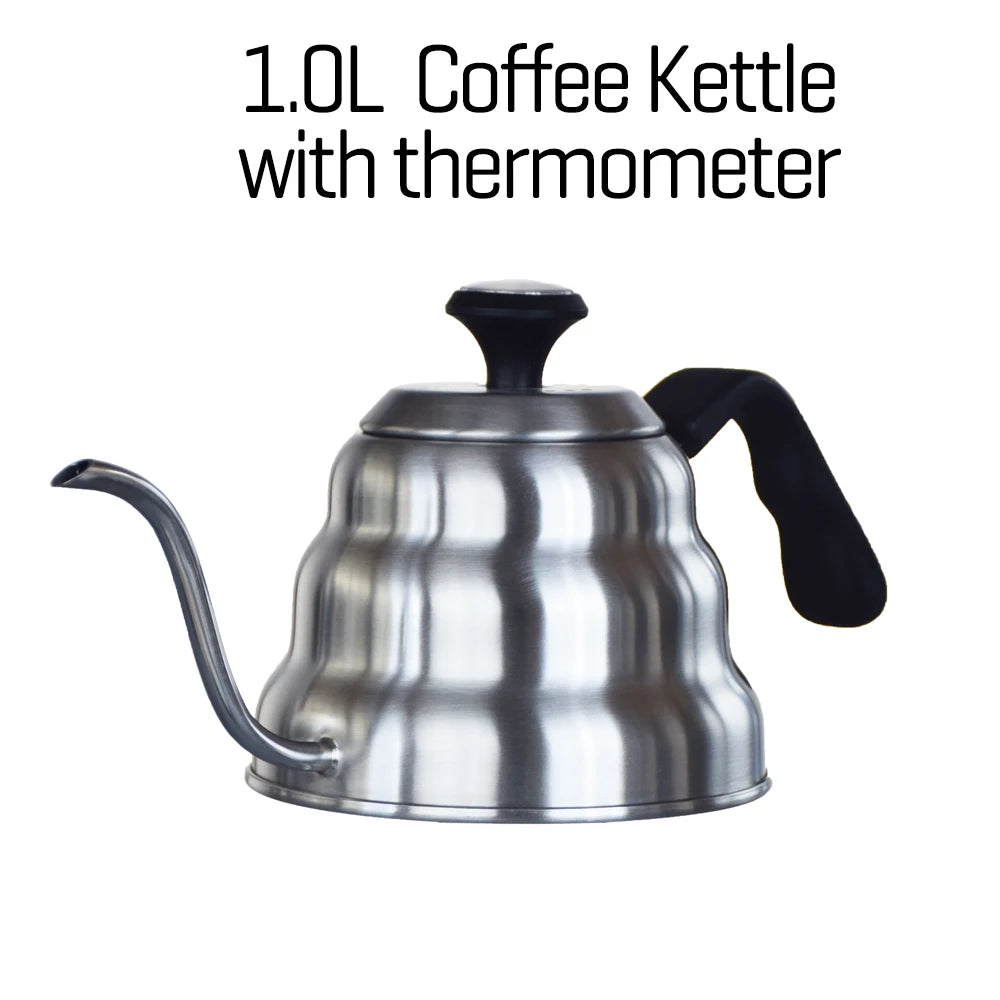 1.0L 1.2L Stainless Steel Gooseneck Pour Over Coffee kettle with Thermometer