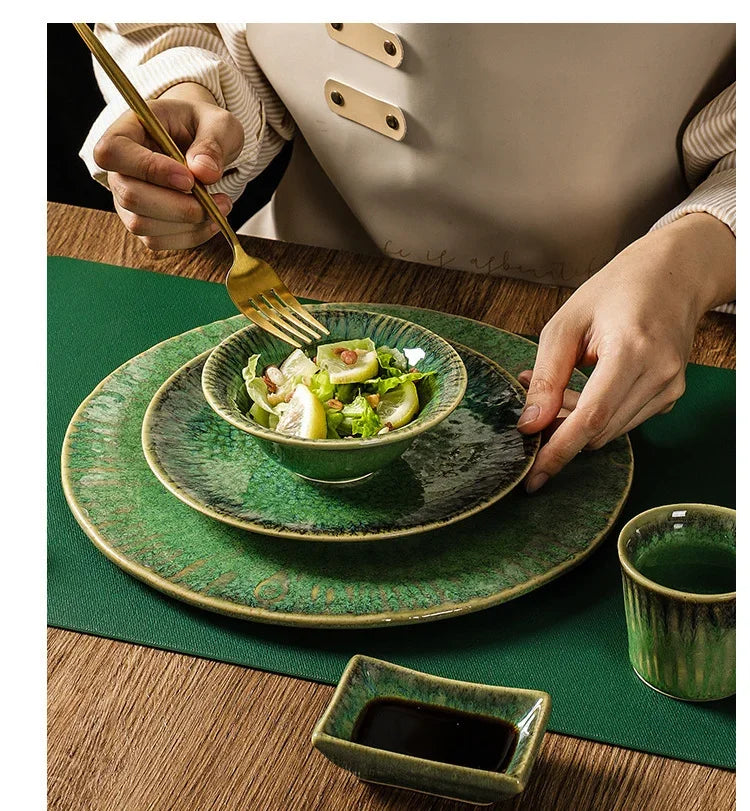 Kiln Change Ceramic Dinner Plate Rice Bowl Dish Tableware Household Dinnerware