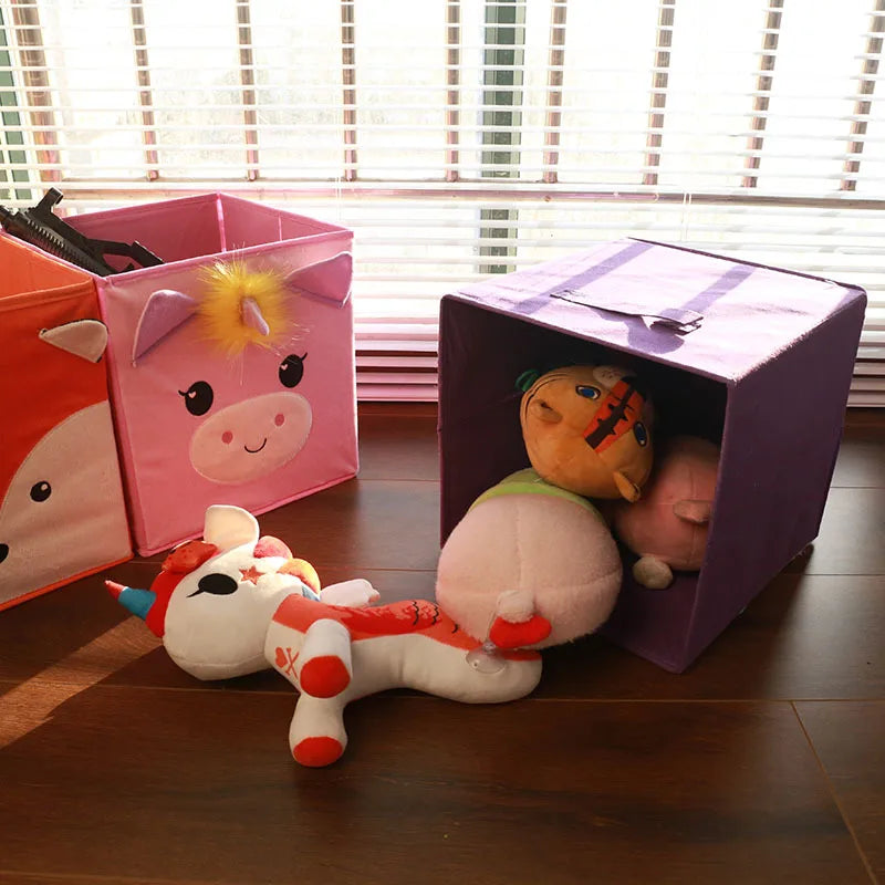 Cute Cartoon Animal DIY Storage Box Felt Fabric Foldable Storage Basket For Nursery Toys Organizers Foldable storage box