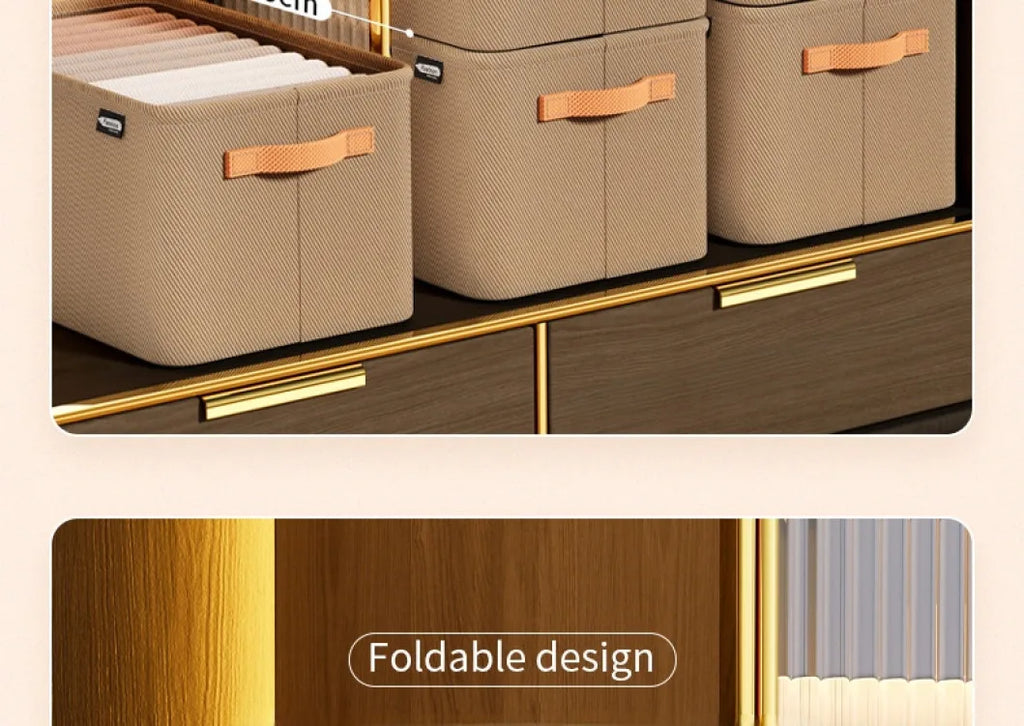 Home Clothing Storage Bin, Thickened Fabric Foldable Organizer with Steel Frame, Clothes/Pants Storage Box, for Closet/Bedroom