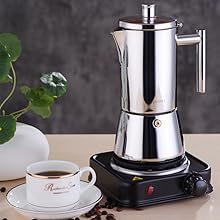 Easyworkz Diego Stovetop Espresso Maker Stainless Steel Italian Coffee Machine Maker Induction Moka Pot